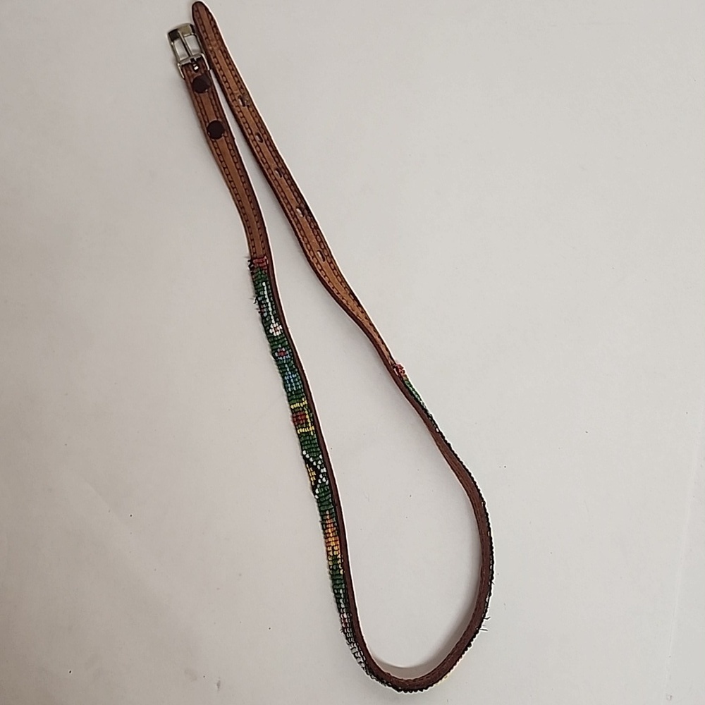 Colorful Vintage Native American Handcrafted Beaded Belt/Hat Band Size 26 - Picture 2 of 11
